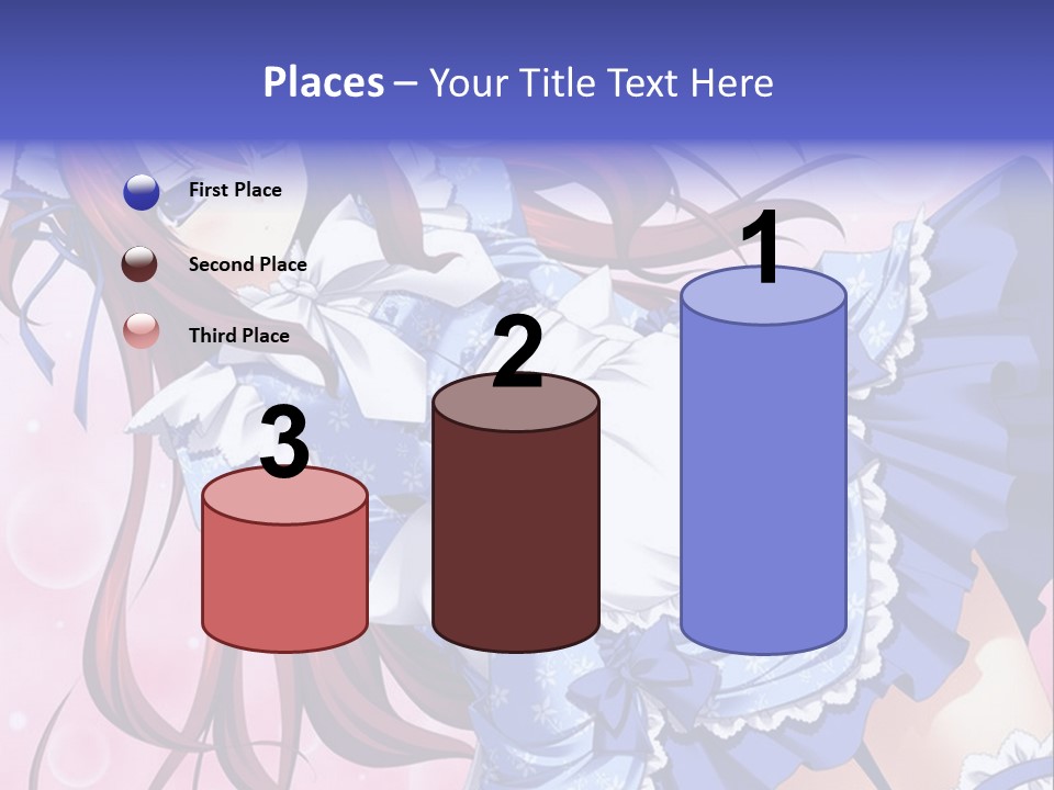 A Woman In A Blue Dress With Long Red Hair PowerPoint Template