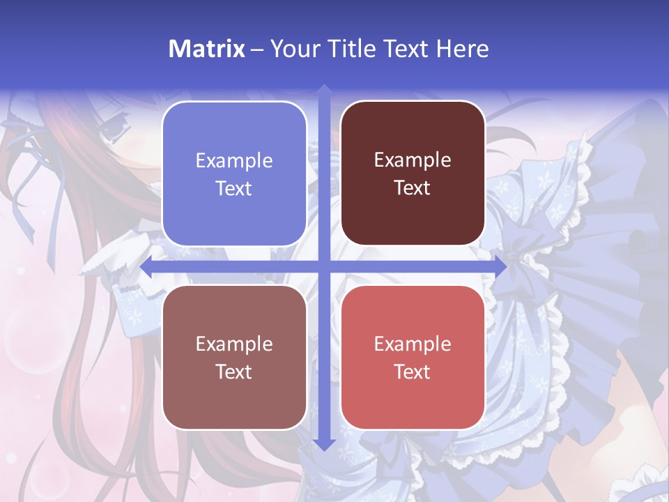 A Woman In A Blue Dress With Long Red Hair PowerPoint Template