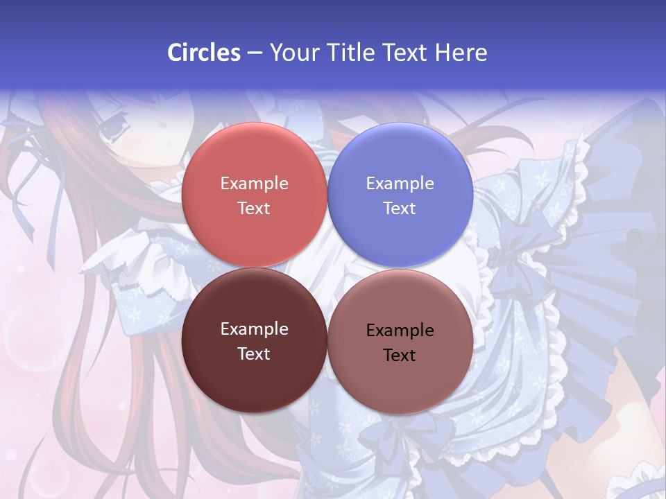 A Woman In A Blue Dress With Long Red Hair PowerPoint Template