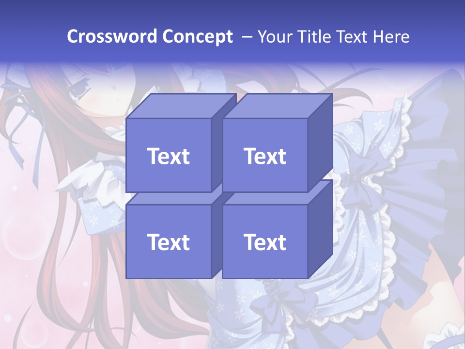 A Woman In A Blue Dress With Long Red Hair PowerPoint Template