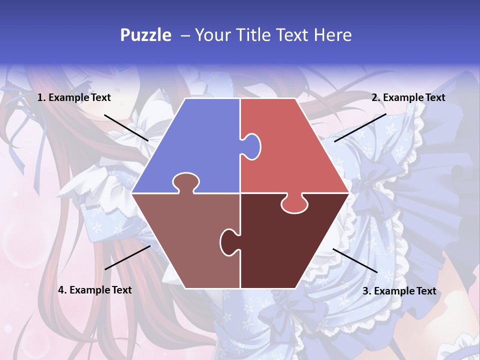 A Woman In A Blue Dress With Long Red Hair PowerPoint Template