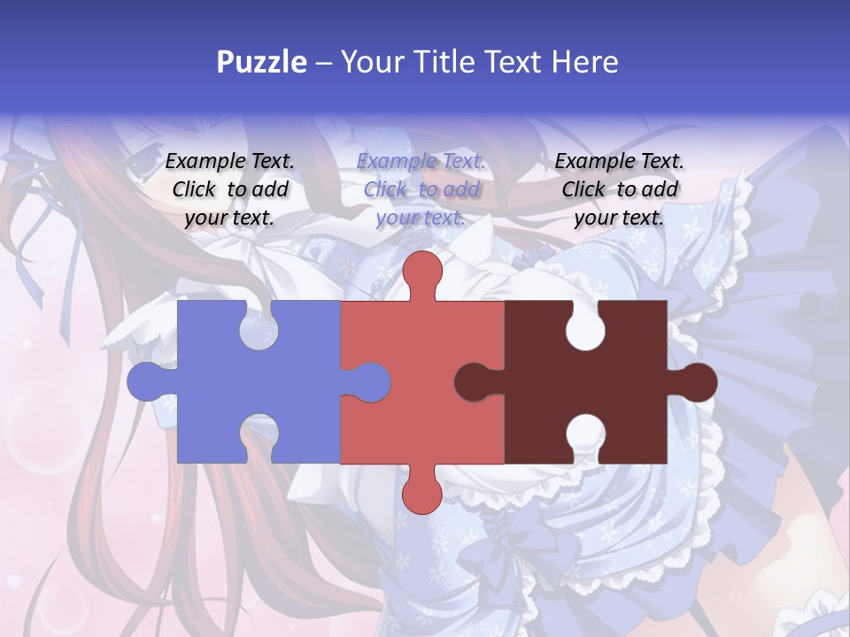 A Woman In A Blue Dress With Long Red Hair PowerPoint Template