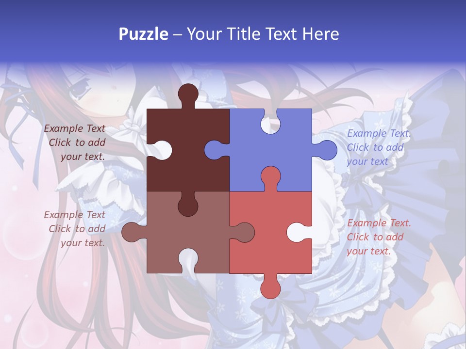 A Woman In A Blue Dress With Long Red Hair PowerPoint Template