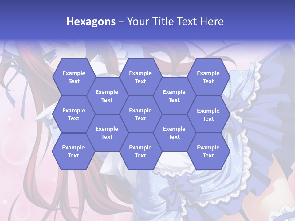 A Woman In A Blue Dress With Long Red Hair PowerPoint Template