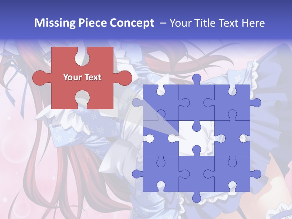 A Woman In A Blue Dress With Long Red Hair PowerPoint Template