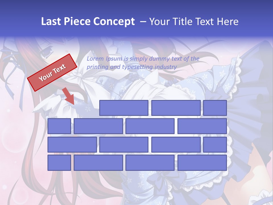 A Woman In A Blue Dress With Long Red Hair PowerPoint Template