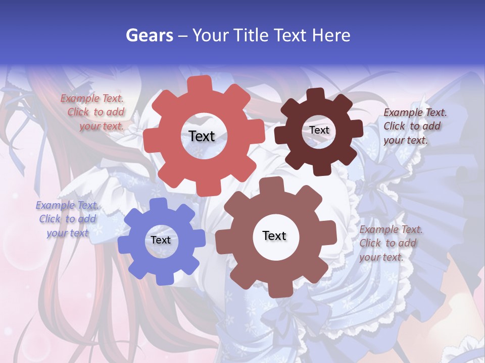 A Woman In A Blue Dress With Long Red Hair PowerPoint Template