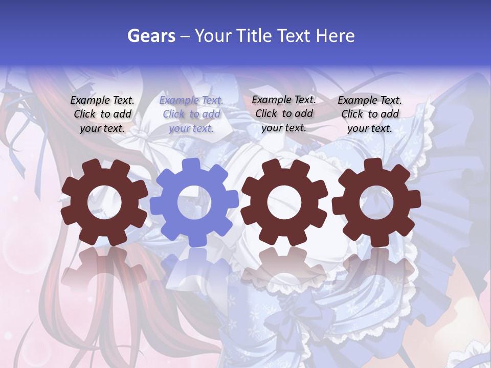 A Woman In A Blue Dress With Long Red Hair PowerPoint Template