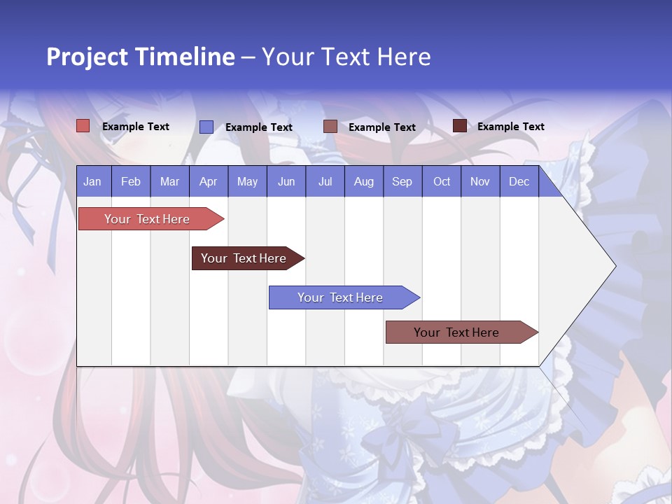 A Woman In A Blue Dress With Long Red Hair PowerPoint Template