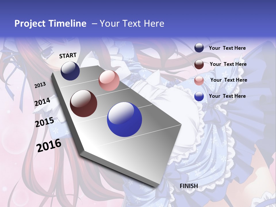 A Woman In A Blue Dress With Long Red Hair PowerPoint Template