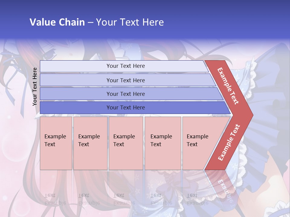 A Woman In A Blue Dress With Long Red Hair PowerPoint Template