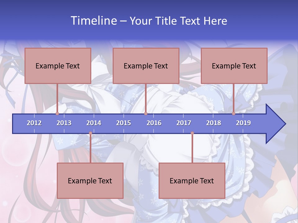 A Woman In A Blue Dress With Long Red Hair PowerPoint Template