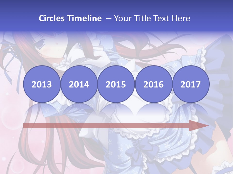 A Woman In A Blue Dress With Long Red Hair PowerPoint Template