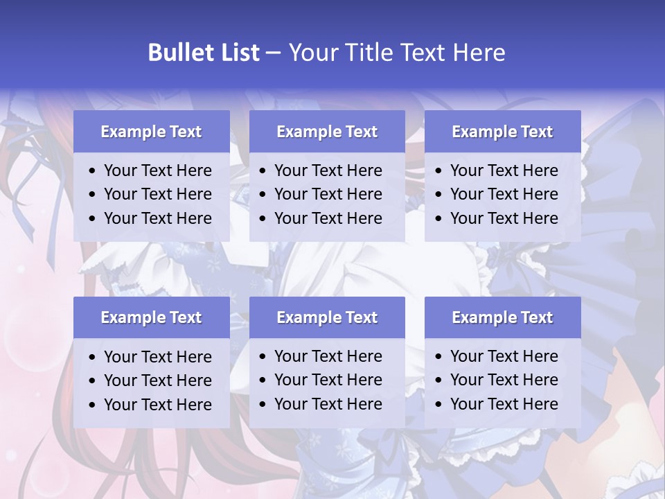 A Woman In A Blue Dress With Long Red Hair PowerPoint Template