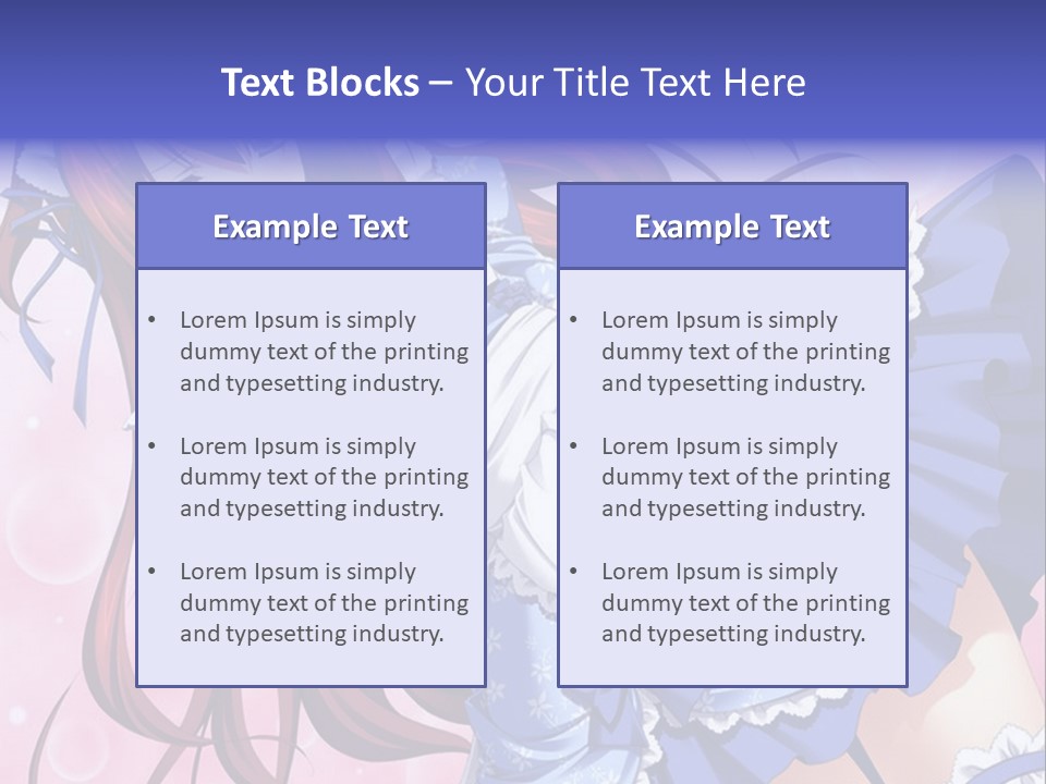 A Woman In A Blue Dress With Long Red Hair PowerPoint Template