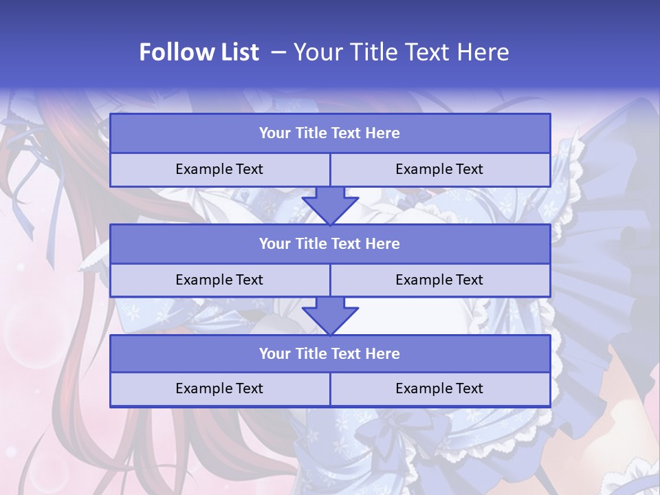 A Woman In A Blue Dress With Long Red Hair PowerPoint Template