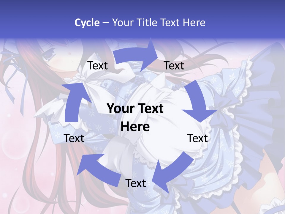 A Woman In A Blue Dress With Long Red Hair PowerPoint Template