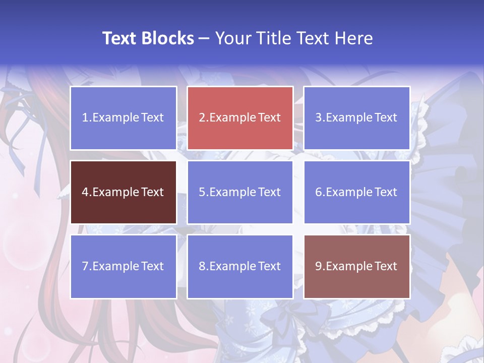 A Woman In A Blue Dress With Long Red Hair PowerPoint Template