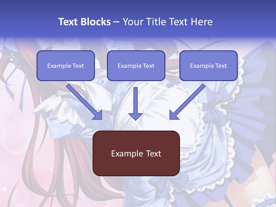 A Woman In A Blue Dress With Long Red Hair PowerPoint Template