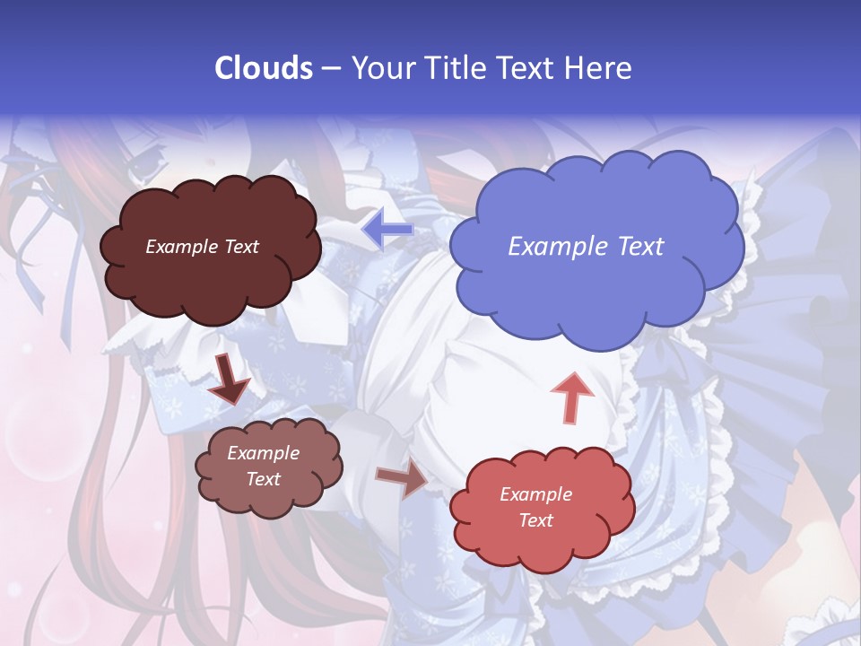 A Woman In A Blue Dress With Long Red Hair PowerPoint Template