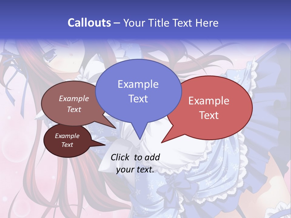 A Woman In A Blue Dress With Long Red Hair PowerPoint Template