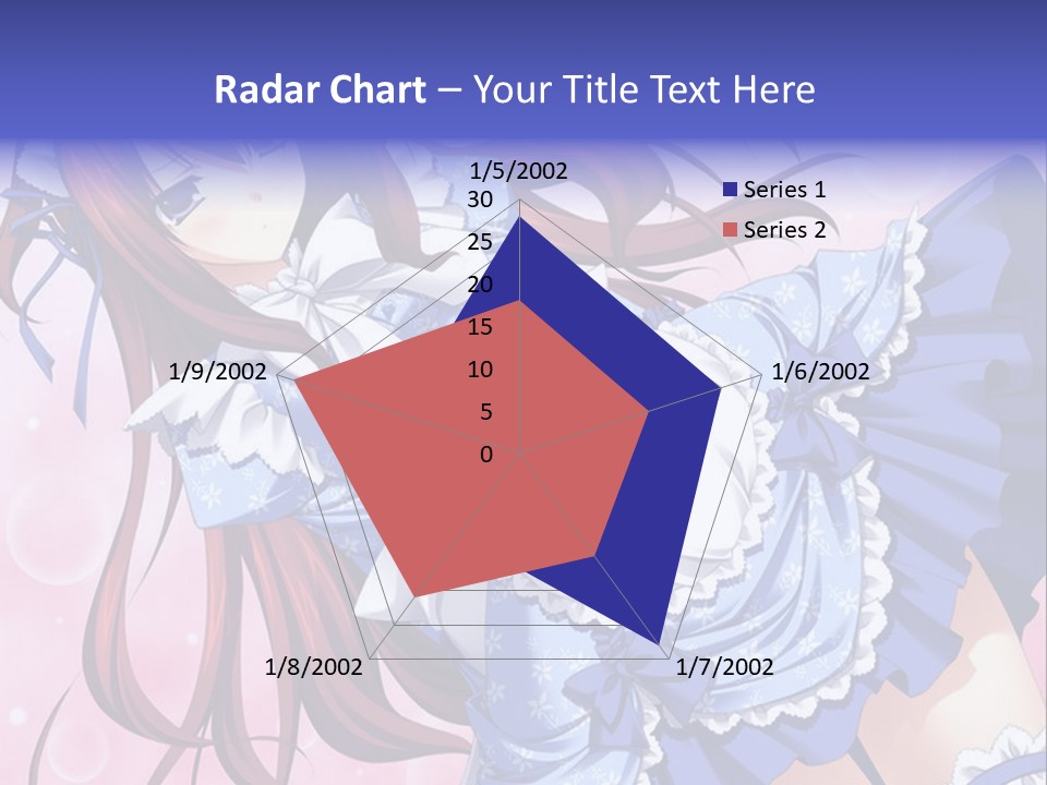 A Woman In A Blue Dress With Long Red Hair PowerPoint Template