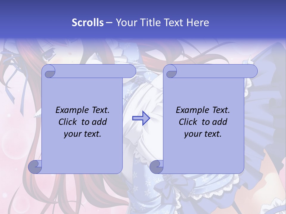 A Woman In A Blue Dress With Long Red Hair PowerPoint Template