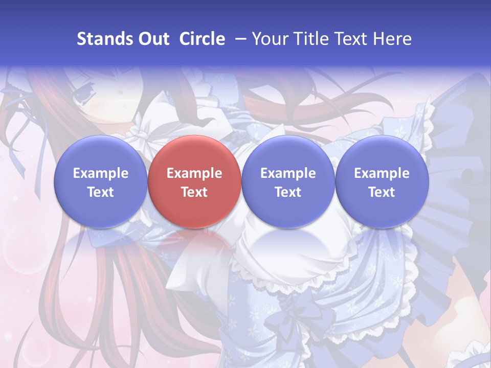 A Woman In A Blue Dress With Long Red Hair PowerPoint Template