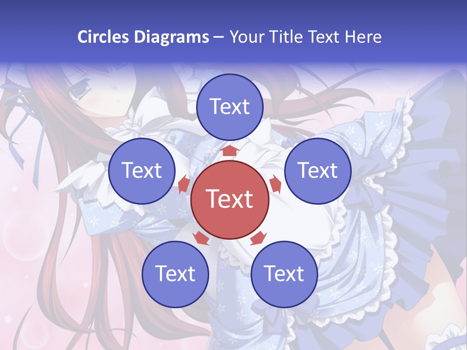 A Woman In A Blue Dress With Long Red Hair PowerPoint Template