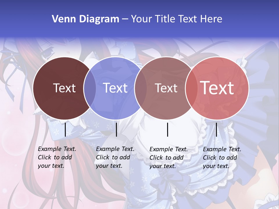 A Woman In A Blue Dress With Long Red Hair PowerPoint Template