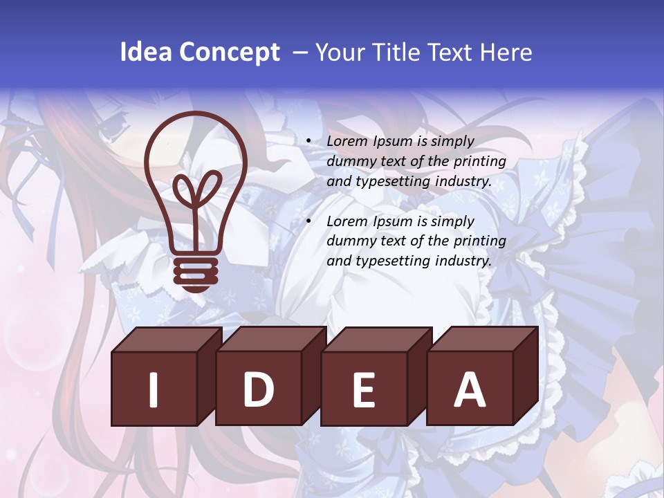 A Woman In A Blue Dress With Long Red Hair PowerPoint Template