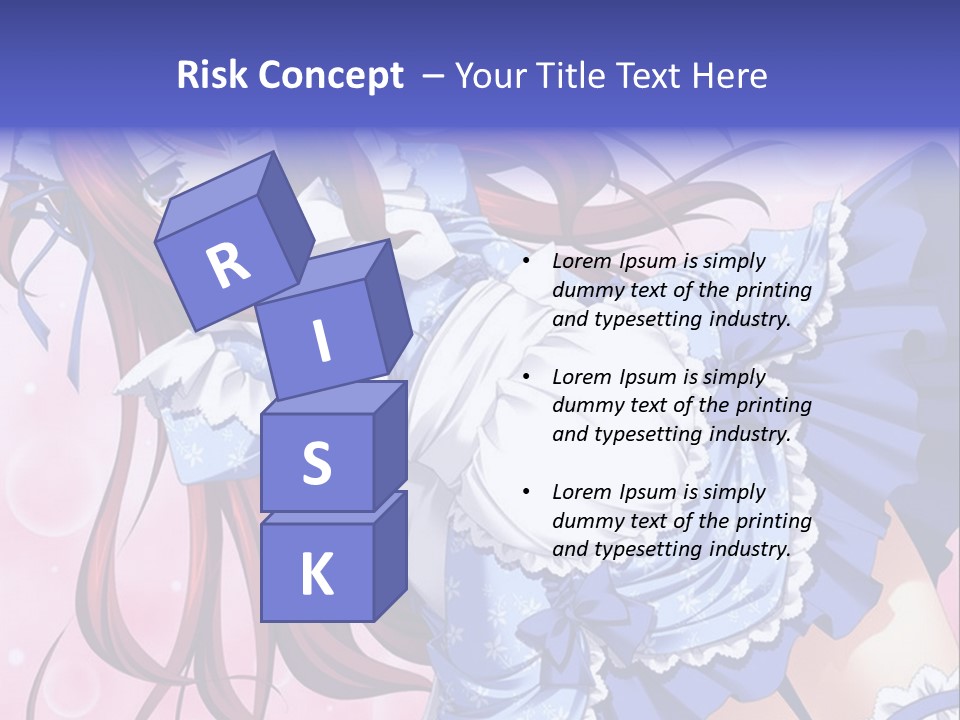 A Woman In A Blue Dress With Long Red Hair PowerPoint Template