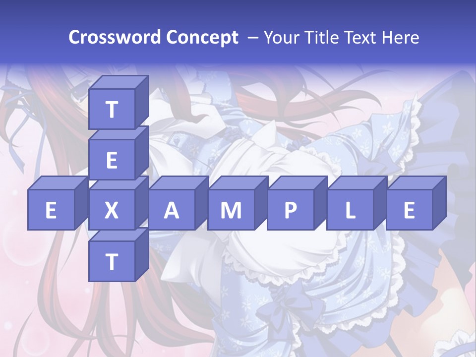 A Woman In A Blue Dress With Long Red Hair PowerPoint Template