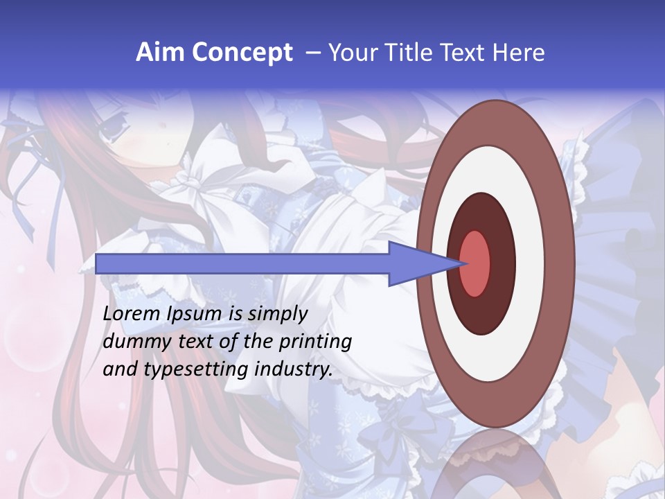 A Woman In A Blue Dress With Long Red Hair PowerPoint Template