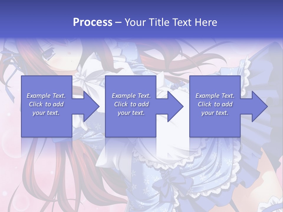 A Woman In A Blue Dress With Long Red Hair PowerPoint Template
