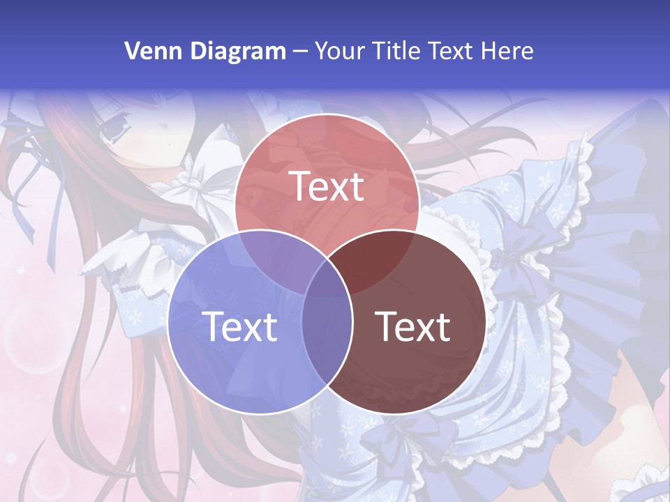 A Woman In A Blue Dress With Long Red Hair PowerPoint Template