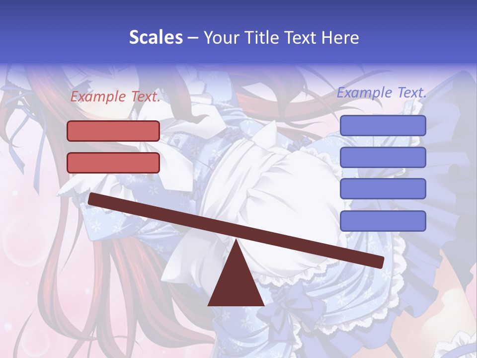 A Woman In A Blue Dress With Long Red Hair PowerPoint Template