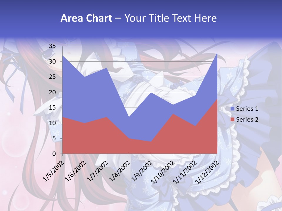 A Woman In A Blue Dress With Long Red Hair PowerPoint Template