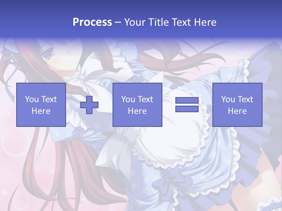 A Woman In A Blue Dress With Long Red Hair PowerPoint Template