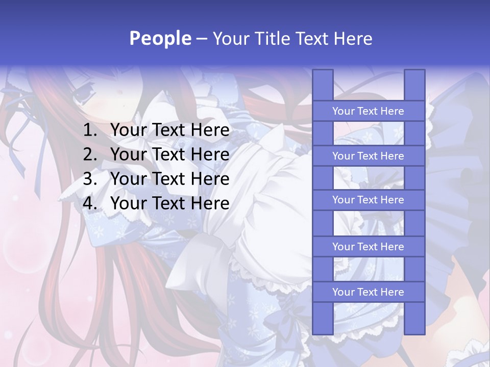 A Woman In A Blue Dress With Long Red Hair PowerPoint Template