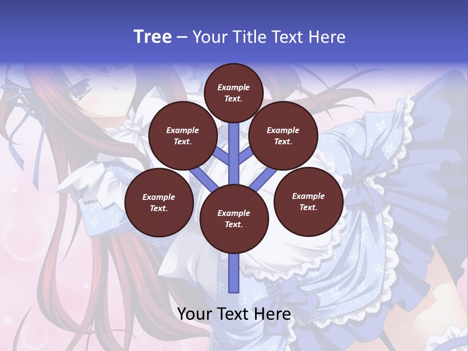 A Woman In A Blue Dress With Long Red Hair PowerPoint Template