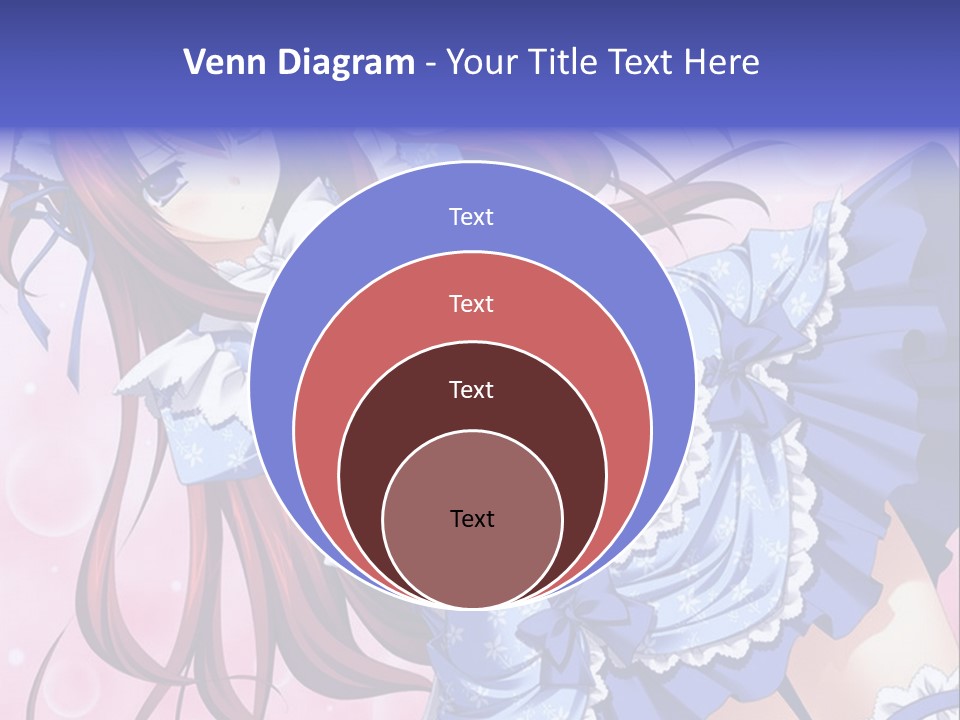 A Woman In A Blue Dress With Long Red Hair PowerPoint Template