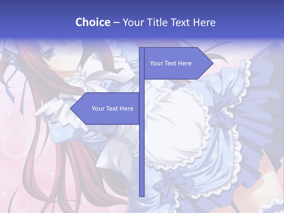 A Woman In A Blue Dress With Long Red Hair PowerPoint Template