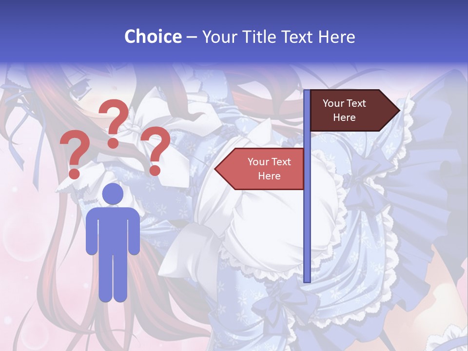 A Woman In A Blue Dress With Long Red Hair PowerPoint Template