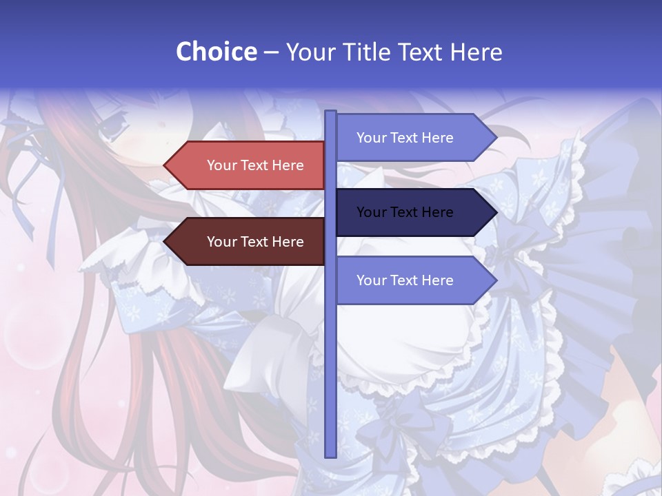 A Woman In A Blue Dress With Long Red Hair PowerPoint Template