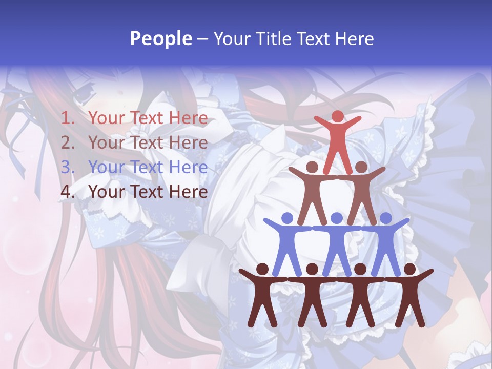 A Woman In A Blue Dress With Long Red Hair PowerPoint Template