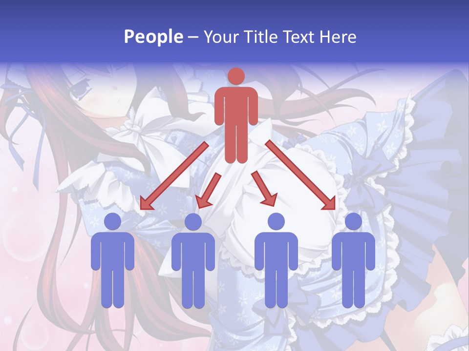 A Woman In A Blue Dress With Long Red Hair PowerPoint Template