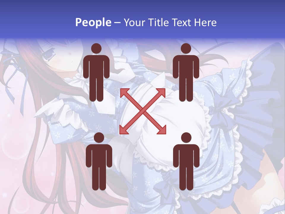 A Woman In A Blue Dress With Long Red Hair PowerPoint Template