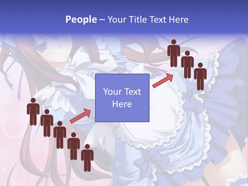 A Woman In A Blue Dress With Long Red Hair PowerPoint Template