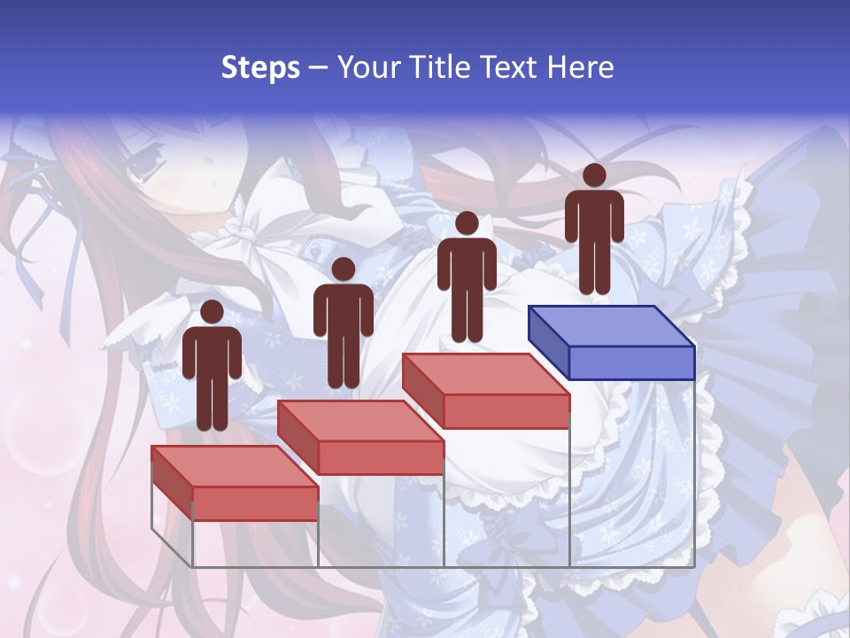 A Woman In A Blue Dress With Long Red Hair PowerPoint Template